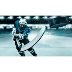 Fototapeta Hokeista – Akcja Sportowa na Lodowisku
