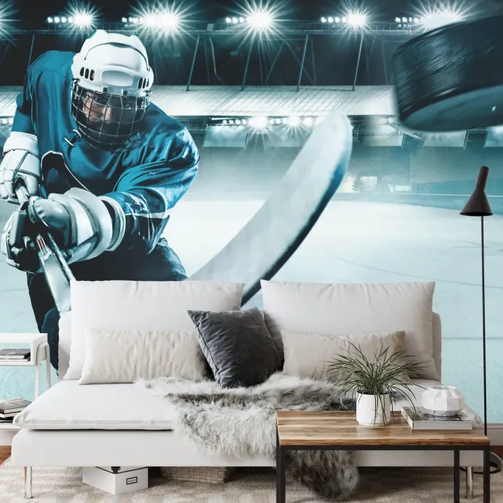 Fototapeta Hokeista – Akcja Sportowa na Lodowisku