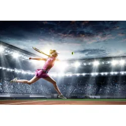 Fototapeta Tenisistka Na Stadionie – Akcja Sportowa na Korcie Centralnym