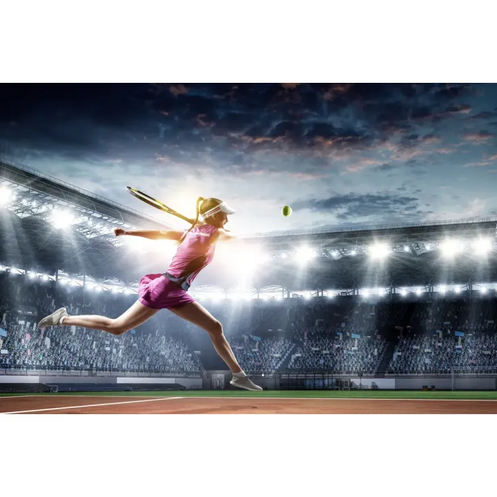 Fototapeta Tenisistka Na Stadionie – Akcja Sportowa na Korcie Centralnym – produkt