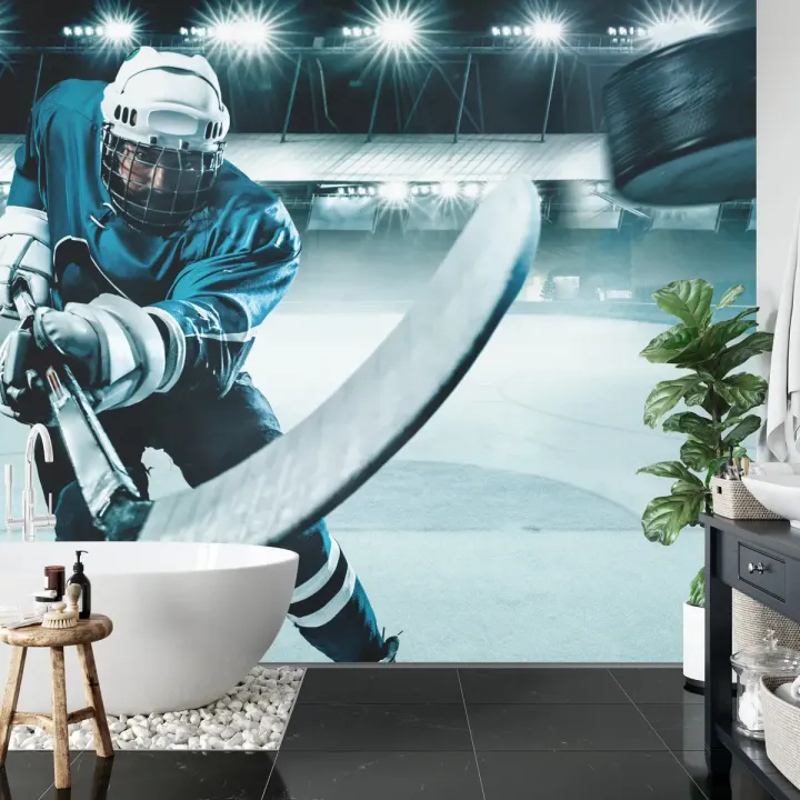 Fototapeta Hokeista – Akcja Sportowa na Lodowisku