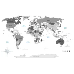 Fototapeta Mapa Świata – Geografia Kontynentów i Oceanów