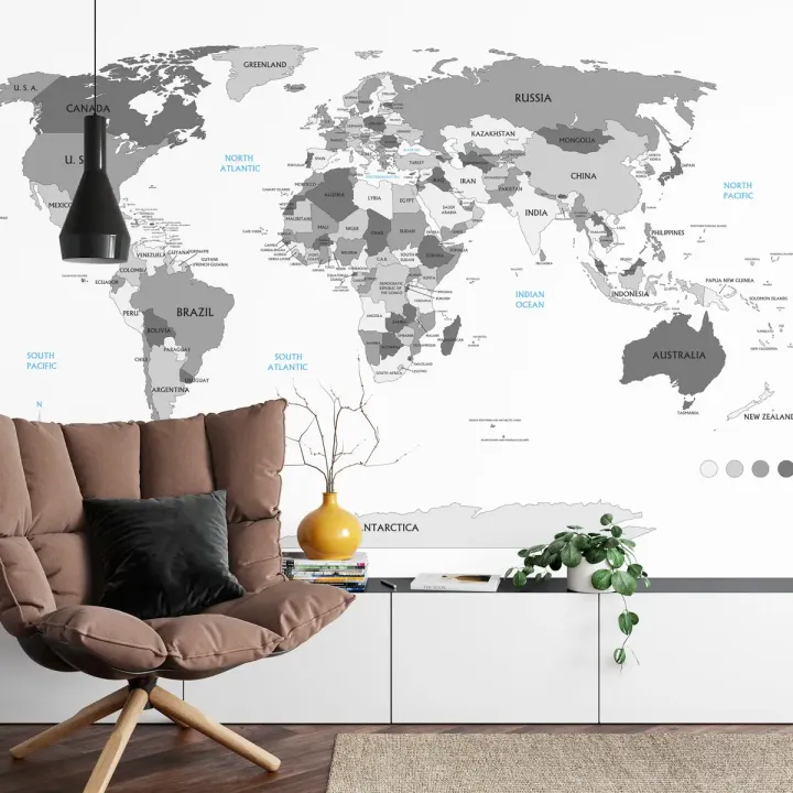 Fototapeta Mapa Świata – Geografia Kontynentów i Oceanów