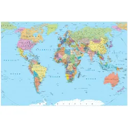 Fototapeta Mapa Świata – Geografia i Kontynenty w Twoim Wnętrzu – Odcienie zieleni i błękitu