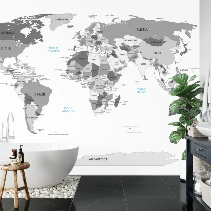 Fototapeta Mapa Świata – Geografia Kontynentów i Oceanów