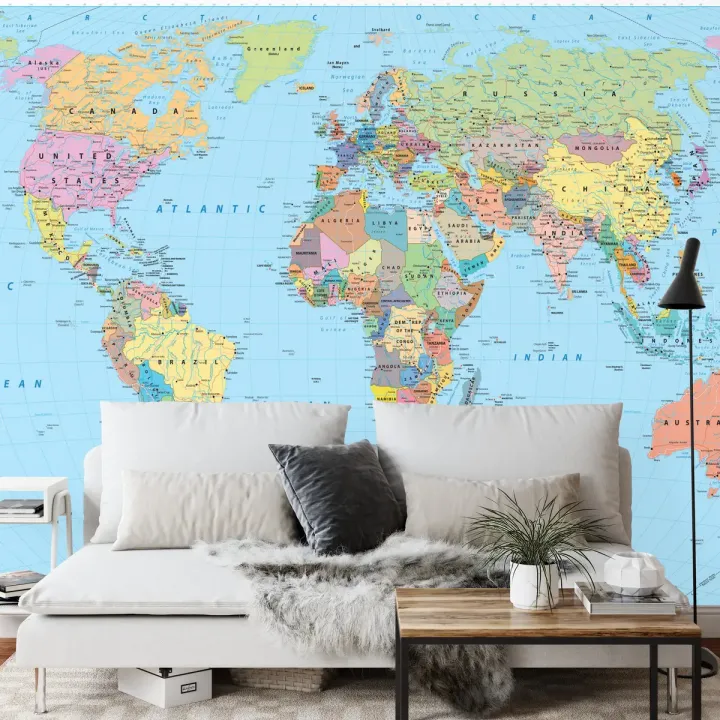 Fototapeta Mapa Świata – Geografia i Kontynenty w Twoim Wnętrzu