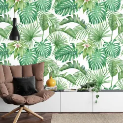Fototapeta Liście Monstera – Tropikalna Roślinność do Wnętrz