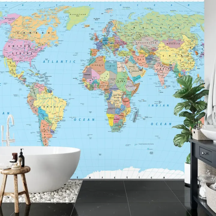 Fototapeta Mapa Świata – Geografia i Kontynenty w Twoim Wnętrzu