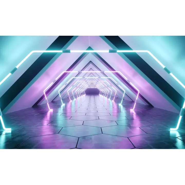Fototapeta Tunel – Neonowa Abstrakcja i Futurystyczna Architektura – produkt