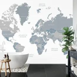 Fototapeta Mapa Świata – Geografia Kontynentów i Oceanów
