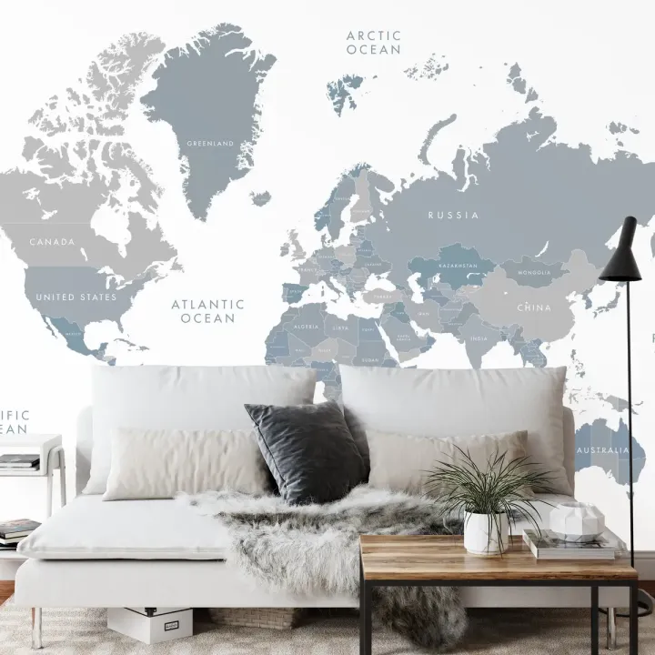 Fototapeta Mapa Świata – Geografia Kontynentów i Oceanów