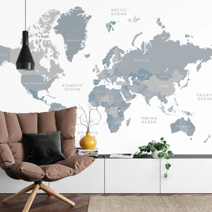 Fototapeta Mapa Świata – Geografia Kontynentów i Oceanów