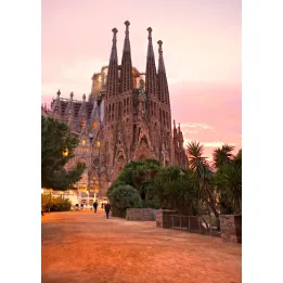 Plakat La Sagrada Familia – Bazylika Gaudíego o Zachodzie Słońca