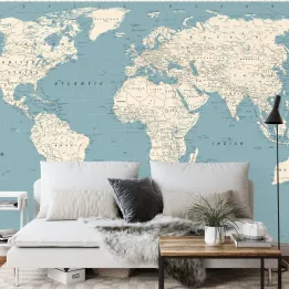 Fototapeta Mapa Świata – Kontynenty i Oceany w Twoim Wnętrzu