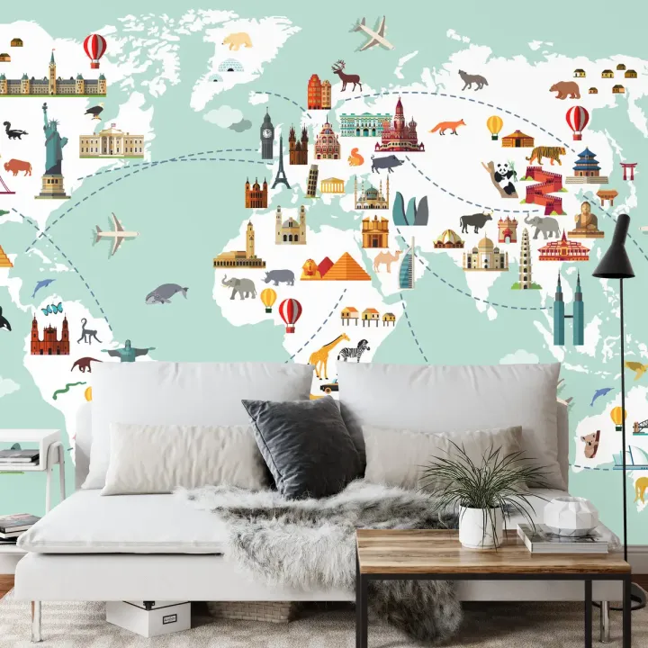 Fototapeta Mapa Dla Dzieci – Podróże i Kraje Świata