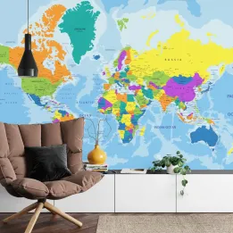 Fototapeta Mapa Świata – Kontynenty i Oceany w Twoim Wnętrzu