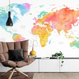 Fototapeta Mapa Świata – Kontynenty i Oceany w Twoim Wnętrzu