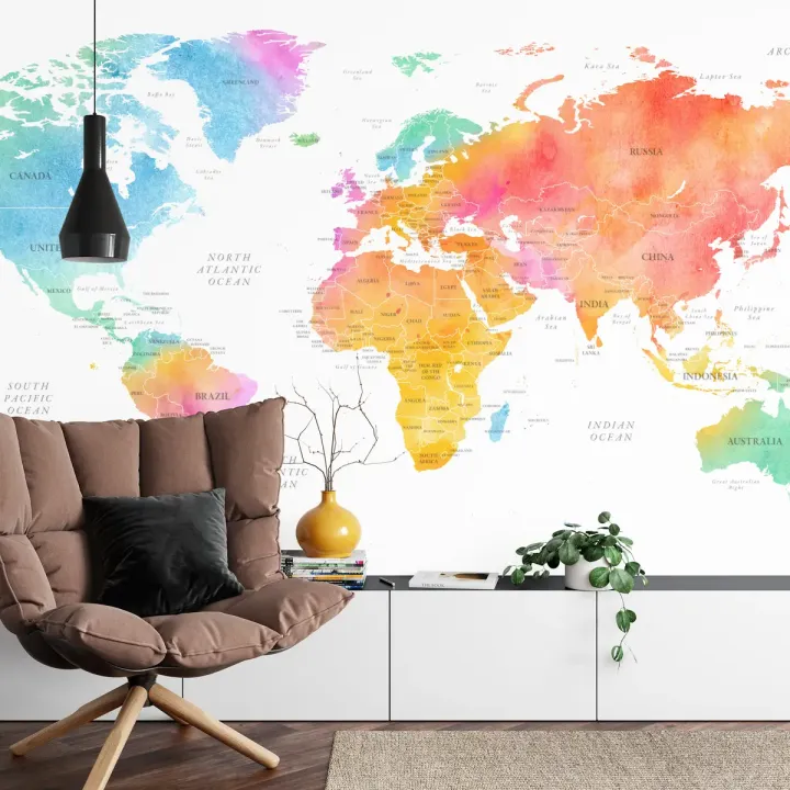 Fototapeta Mapa Świata – Kontynenty i Oceany w Twoim Wnętrzu