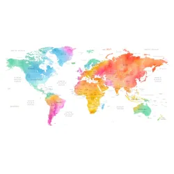 Fototapeta Mapa Świata – Kontynenty i Oceany w Twoim Wnętrzu – Odcienie zieleni i żółci