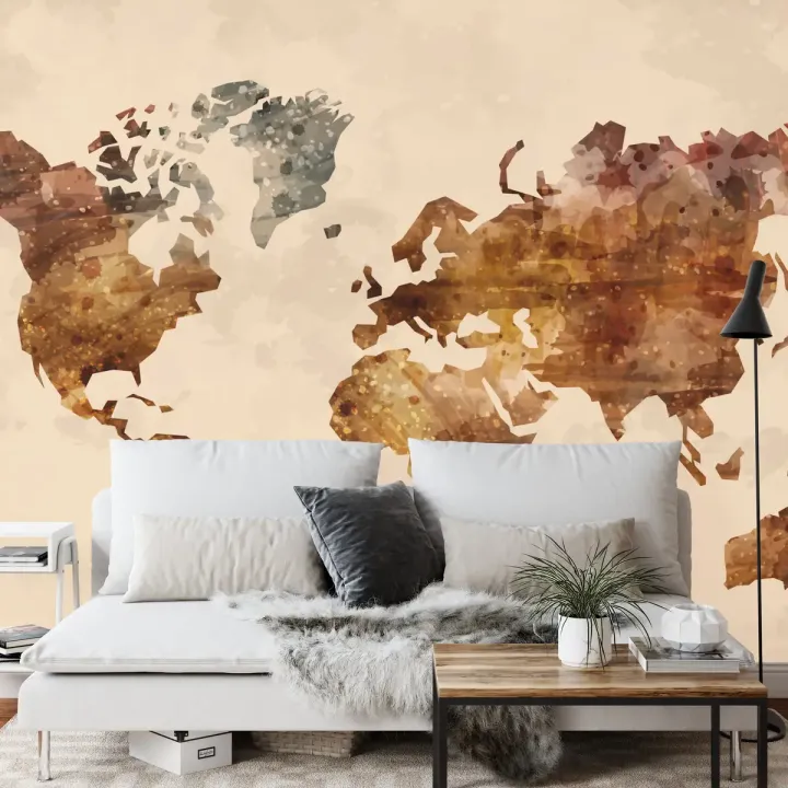 Fototapeta Mapa Świata – Abstrakcyjna Geografia i Kontynenty