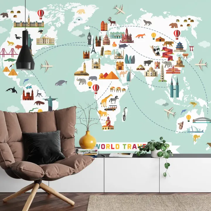 Fototapeta Mapa Dla Dzieci – Podróże i Kraje Świata