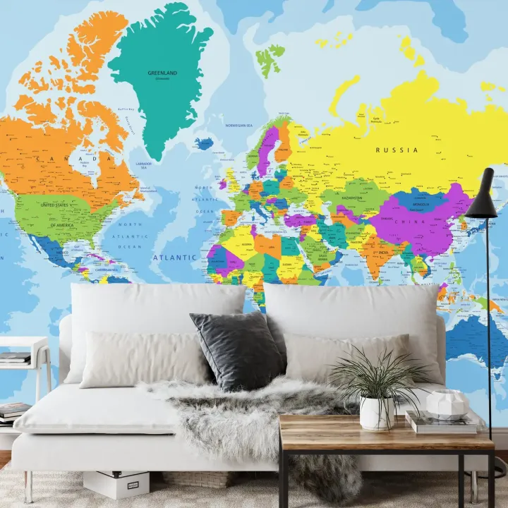 Fototapeta Mapa Świata – Kontynenty i Oceany w Twoim Wnętrzu