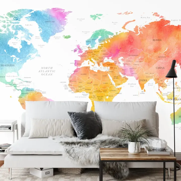 Fototapeta Mapa Świata – Kontynenty i Oceany w Twoim Wnętrzu
