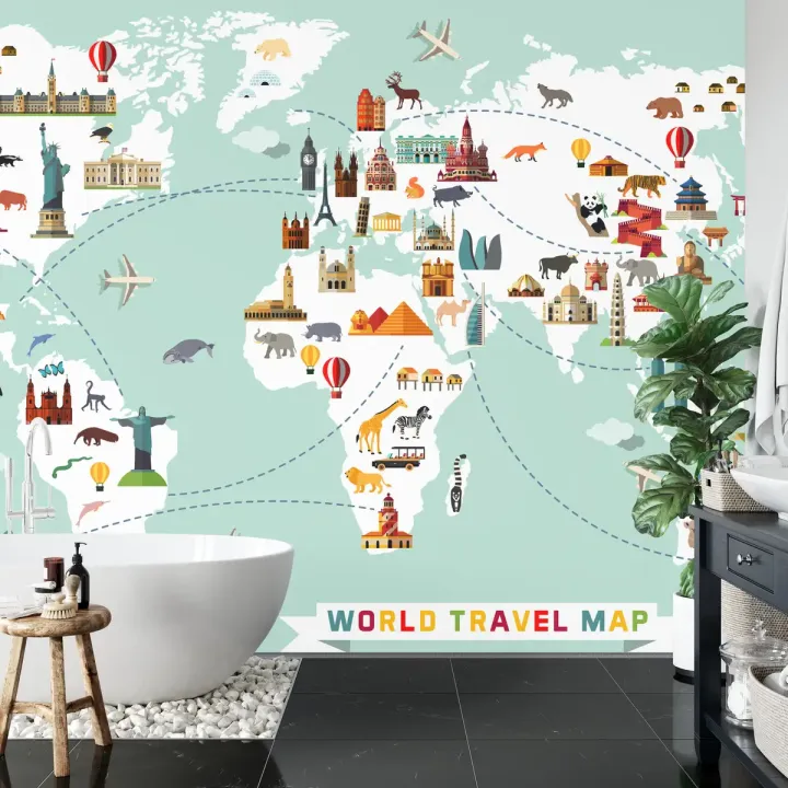 Fototapeta Mapa Dla Dzieci – Podróże i Kraje Świata
