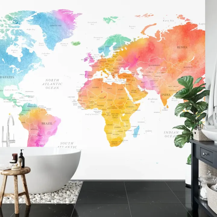 Fototapeta Mapa Świata – Kontynenty i Oceany w Twoim Wnętrzu