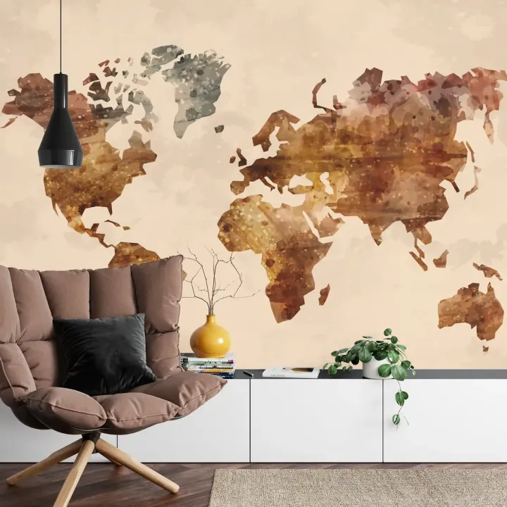 Fototapeta Mapa Świata – Abstrakcyjna Geografia i Kontynenty