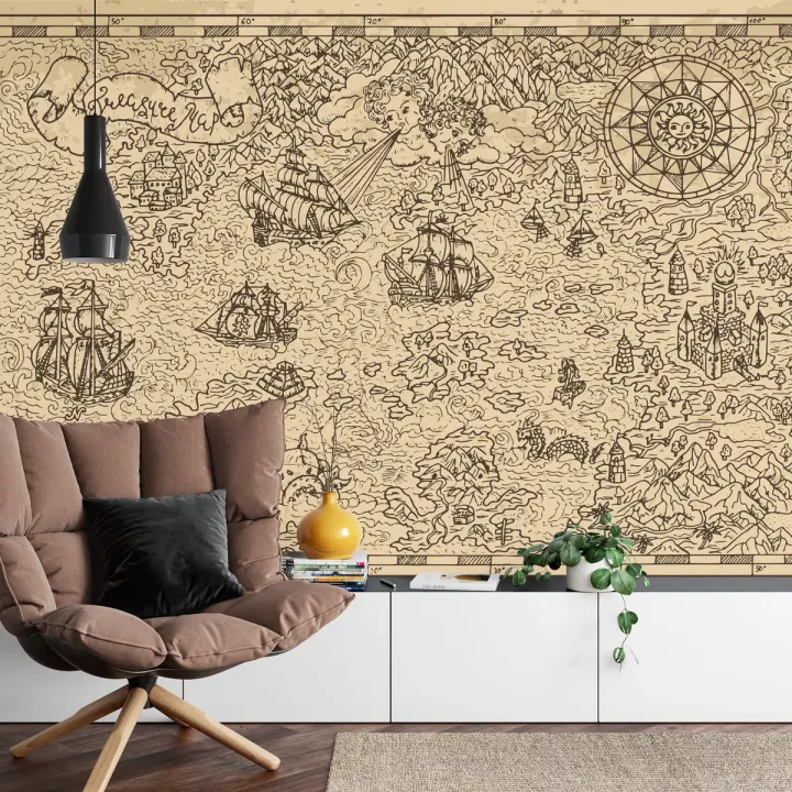 Fototapeta Mapa Skarbów – Piracka Przygoda i Żegluga