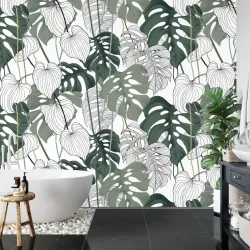 Fototapeta Liście Monstera – Tropikalna Dżungla i Botaniczny Wzór