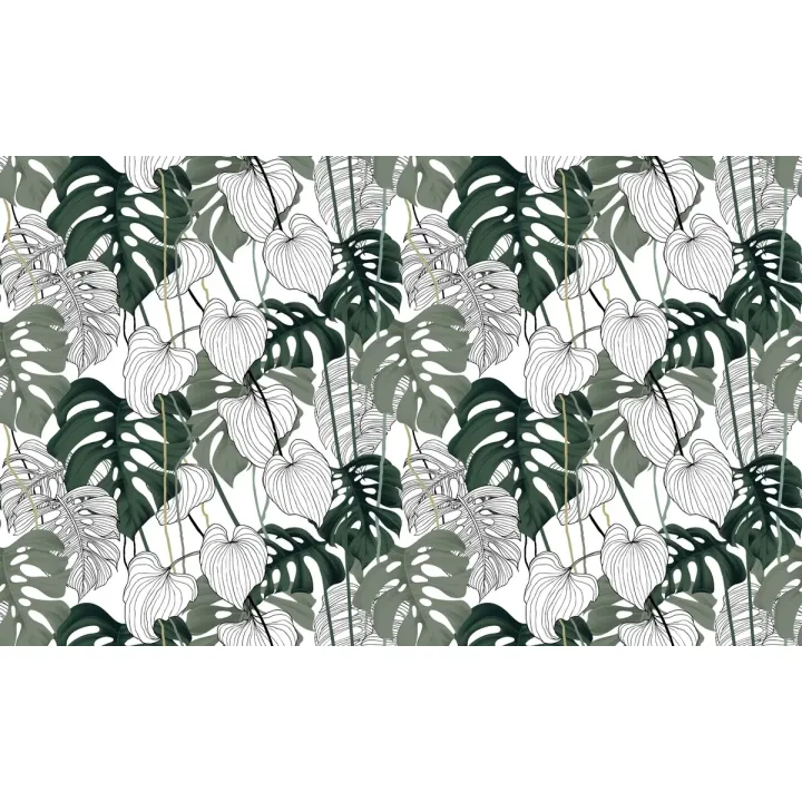 Fototapeta Liście Monstera – Tropikalna Dżungla i Botaniczny Wzór – produkt