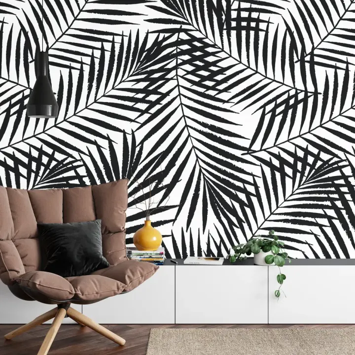 Fototapeta Liście Palmowe – Tropikalny Klimat w Geometrycznej Abstrakcji
