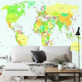 Fototapeta Mapa Świata – Geografia i Kontynenty w Twoim Wnętrzu