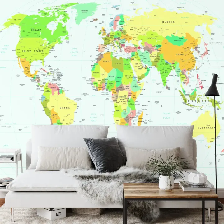 Fototapeta Mapa Świata – Geografia i Kontynenty w Twoim Wnętrzu