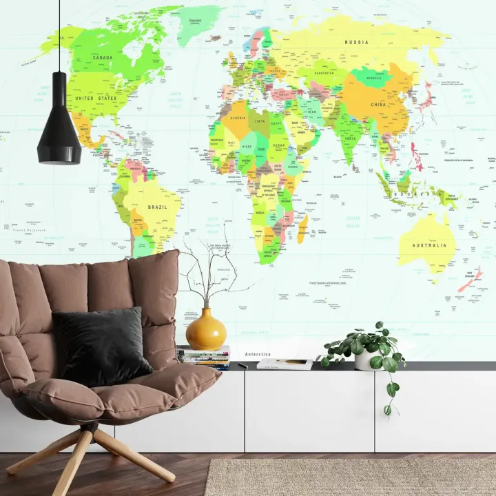 Fototapeta Mapa Świata – Geografia i Kontynenty w Twoim Wnętrzu