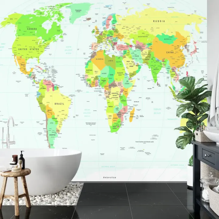 Fototapeta Mapa Świata – Geografia i Kontynenty w Twoim Wnętrzu