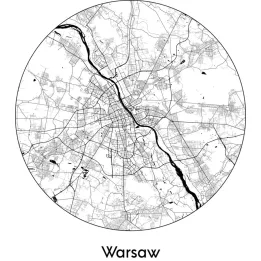 Plakat Warszawa – Minimalistyczna Mapa Stolicy z Rzekami i Dzielnicami