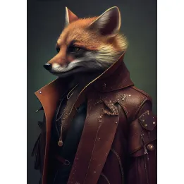 Plakat Lis w Stroju Fantasy – Antropomorficzna Postać w Kostiumie