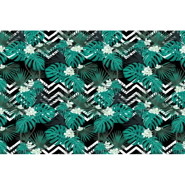 Fototapeta Liście Monstera – Egzotyczna Roślinność w Czarno-Białym Stylu – produkt