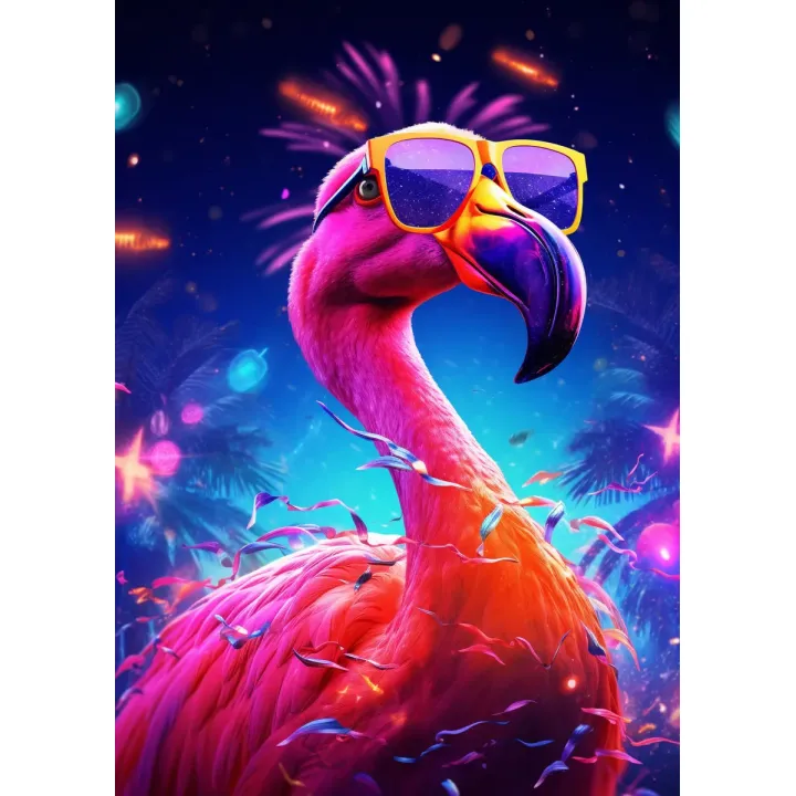 Plakat Flaming w Okularach – Tropikalne Lato i Egzotyka
