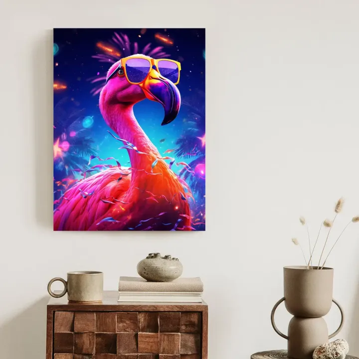 Plakat Flaming w Okularach – Tropikalne Lato i Egzotyka