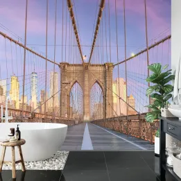 Fototapeta Most Brookliński – Skyline Manhattanu o Zachodzie Słońca