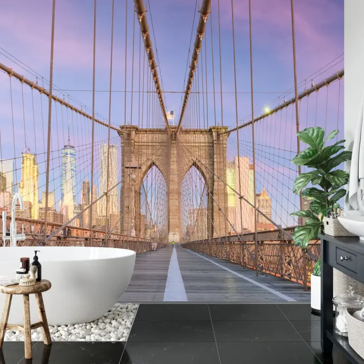 Fototapeta Most Brookliński – Skyline Manhattanu o Zachodzie Słońca