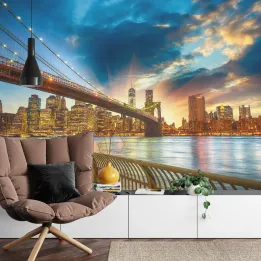 Fototapeta Widok Na Nowy Jork – Skyline Manhattanu i Most Brookliński