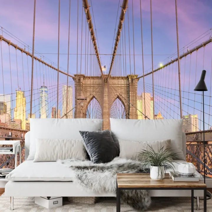 Fototapeta Most Brookliński – Skyline Manhattanu o Zachodzie Słońca
