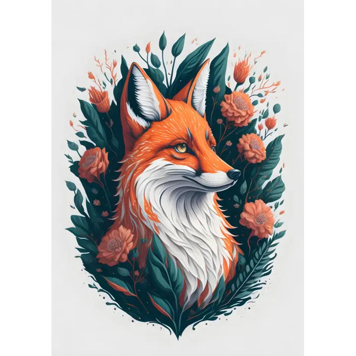 Plakat Lis Na Tle Kwiatów – Rudy Lis w Leśnej Florze