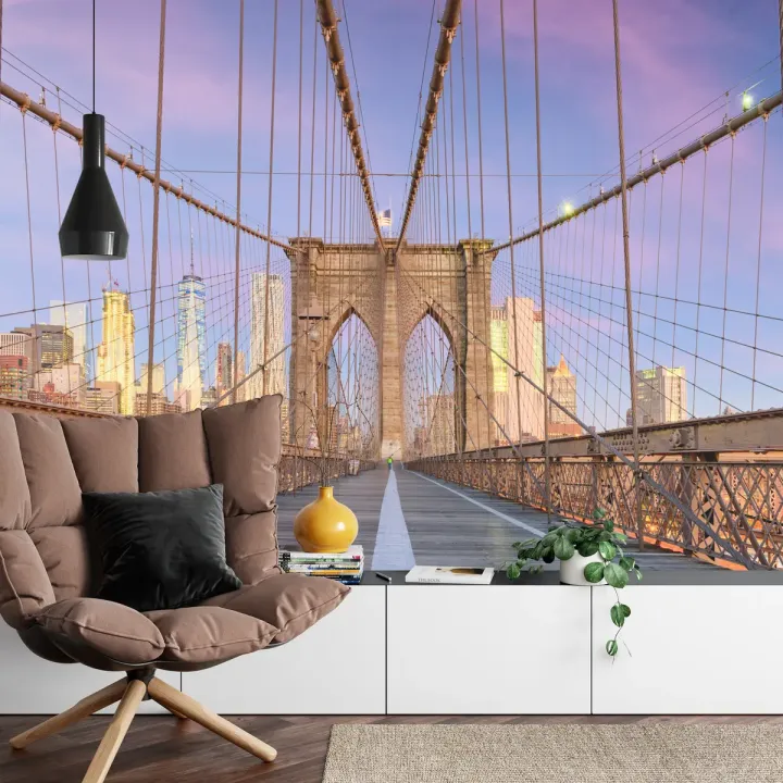 Fototapeta Most Brookliński – Skyline Manhattanu o Zachodzie Słońca