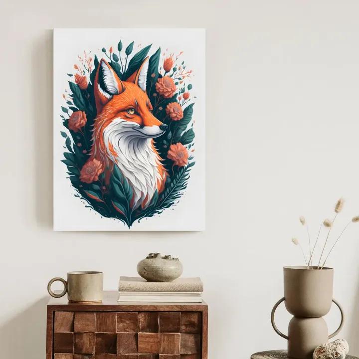 Plakat Lis Na Tle Kwiatów – Rudy Lis w Leśnej Florze